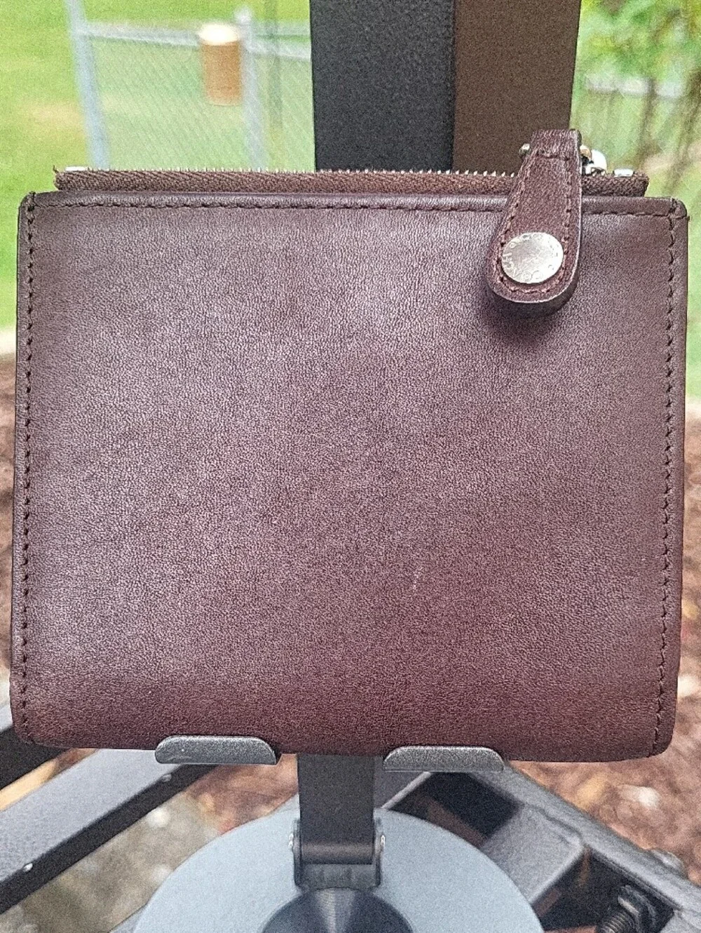 Coach  Dark Brown Leather Zip Card Wallet